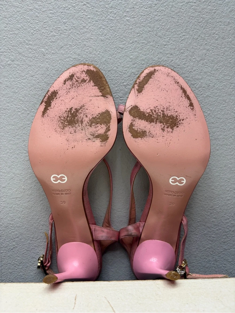 Escada Pink Leather Slingback Pumps Size 39